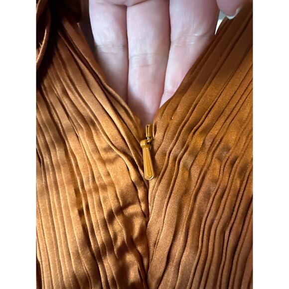 AMUR Aviva Rosette One Shoulder Pleated Gown Copper Size 2 - Picture 10 of 16